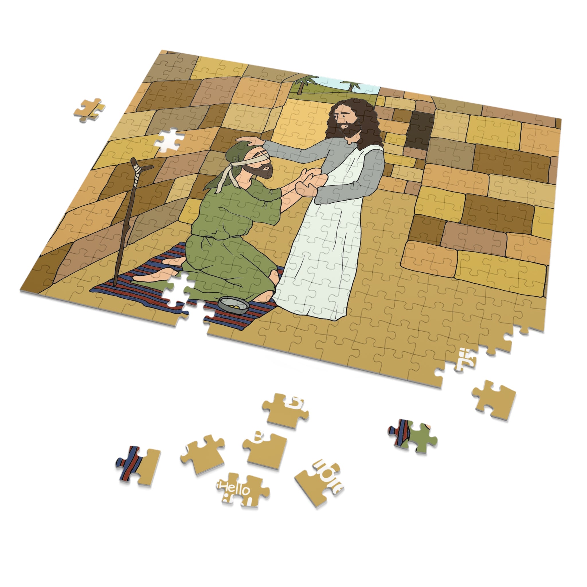 HelloBible Jesus heals Bartimaeus Jigsaw Puzzle (110, 252, or 500 piece)