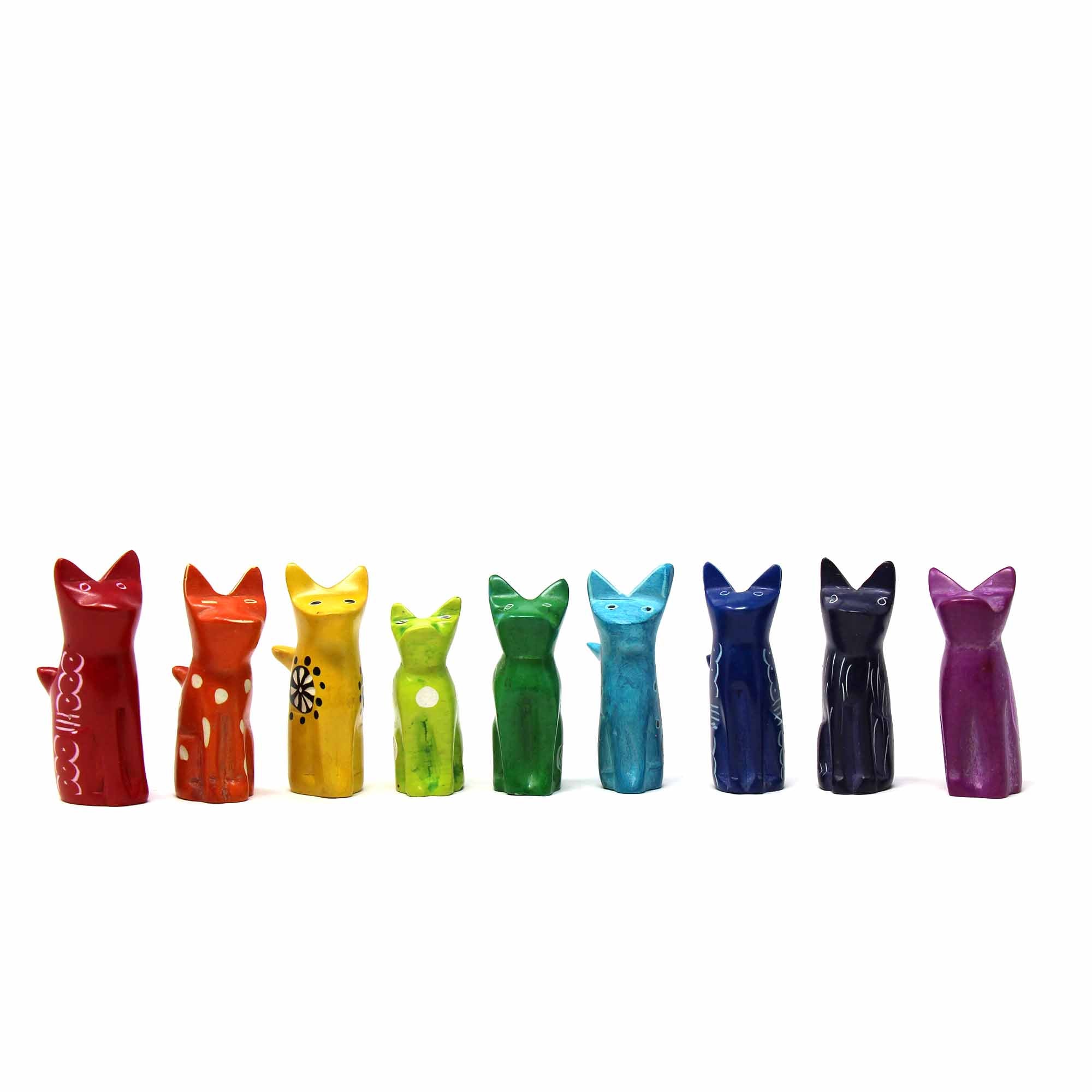 Soapstone Tiny Sitting Cats - Assorted Pack of 5 Colors