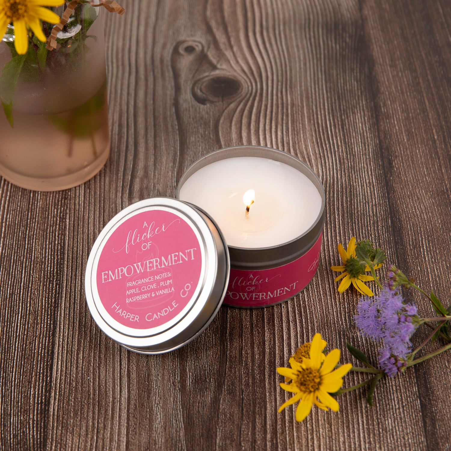 Raspberry Vanilla 6oz Candle by  Harper Candle Co