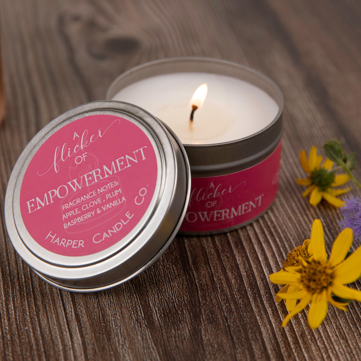 Raspberry Vanilla 6oz Candle by  Harper Candle Co