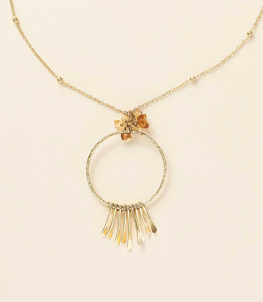 Ridhi Citrine and Sunstone Gold Drop Necklace