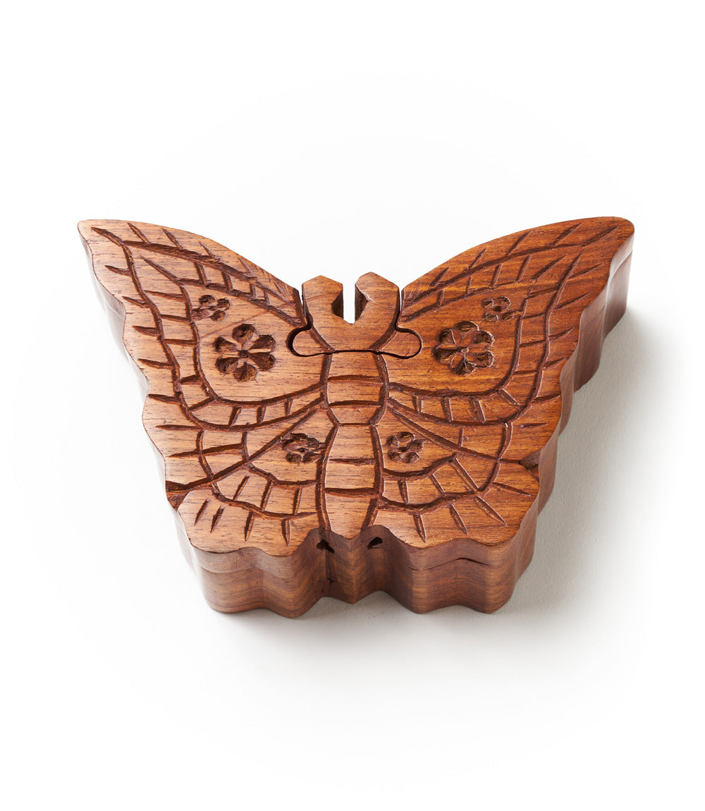 Butterfly Puzzle Box - Handcrafted Sheesham Wood